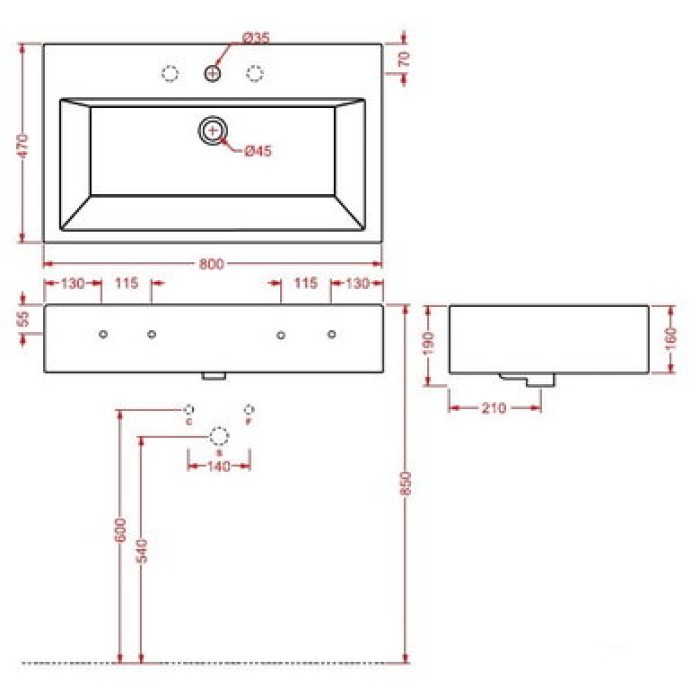 Керамическая раковина 80 см Artceram Fuori, white glossy (TFL026 01; 00)