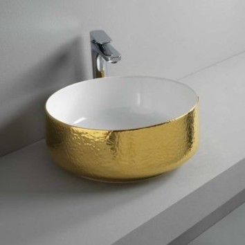 Керамическая раковина 42 см Artceram Cognac, white glossy/gold bicolor (COL001 01; 56)