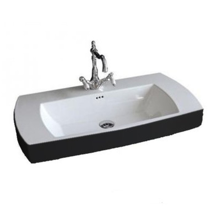 Керамическая раковина 91,5 см Artceram Jazz, white glossy/black bicolor (JZL001 01; 50)