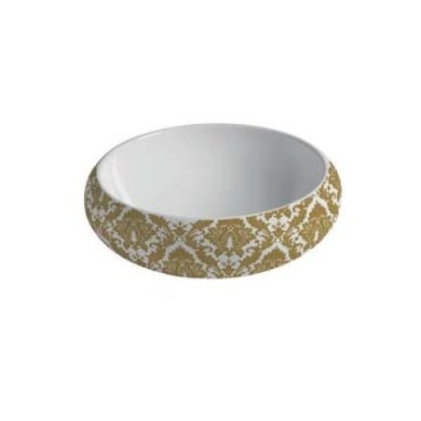 Керамическая раковина 43 см Artceram Tao, white glossy/gold damasco (TOL001 01; 89)