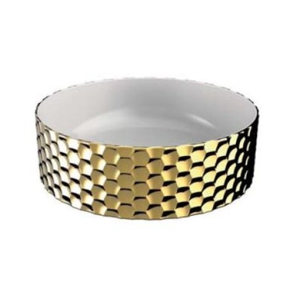 Керамическая раковина 40 см Artceram Esagono, white glossy/gold bicolor (OSL013 01; 56)