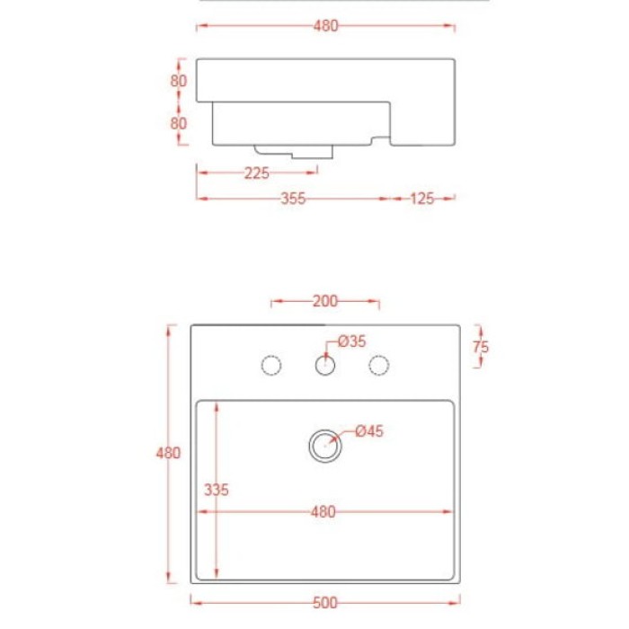 Керамическая раковина 50 см Artceram Quadro, white glossy (QUL004 01; 00)