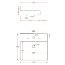Керамическая раковина 50 см Artceram Quadro, white glossy/cementina (QUL004 01; 86)