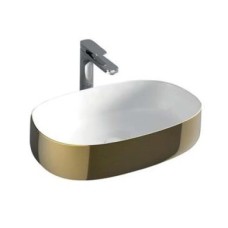 Керамическая раковина 55 см Artceram Cognac, white glossy/gold bicolor (COL003 01; 56)