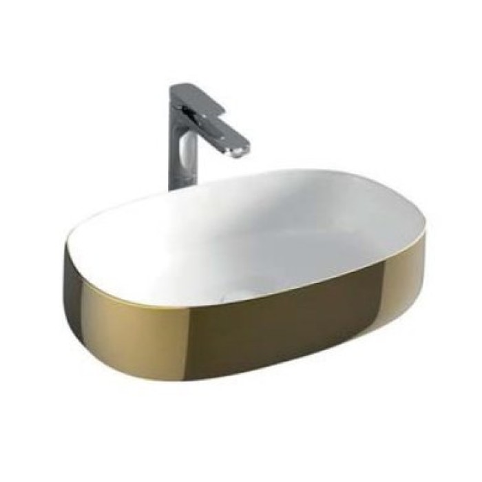 Керамическая раковина 55 см Artceram Cognac, white glossy/gold bicolor (COL003 01; 56)