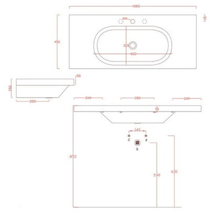 Керамическая раковина 106 см Artceram Blend (BLL006 01; 00)