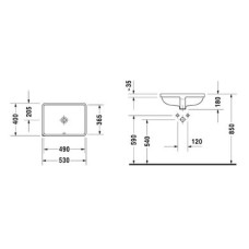 Плитка керамогранит Керамическая раковина 49 см Duravit P3 Comforts 0305490022 для пола