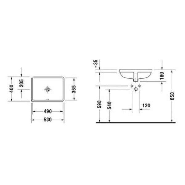Плитка керамогранит Керамическая раковина 49 см Duravit P3 Comforts 0305490022 для пола