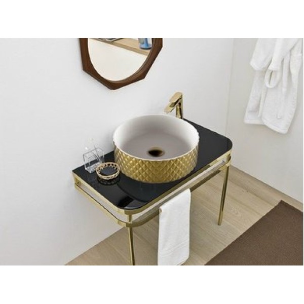 Керамическая раковина 44 см Artceram Rombo, white glossy/gold bicolor (OSL009 01; 56)