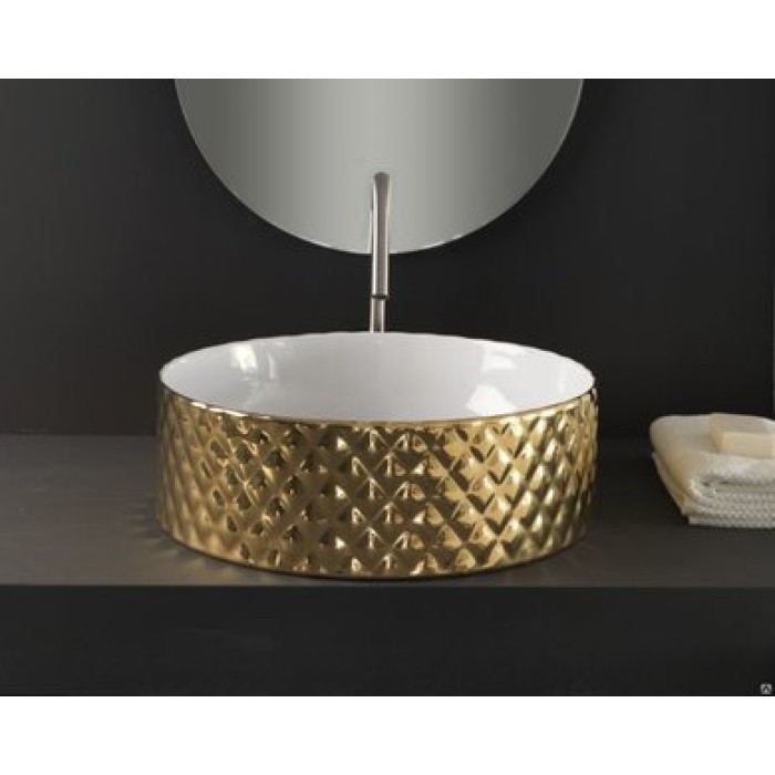 Керамическая раковина 44 см Artceram Rombo, white glossy/gold bicolor (OSL009 01; 56)