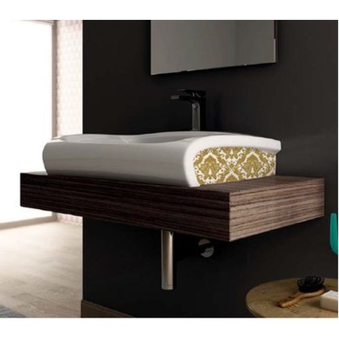 Керамическая раковина 70 см Artceram Hi-Line, white glossy/gold damasco (HIL003 01; 89)