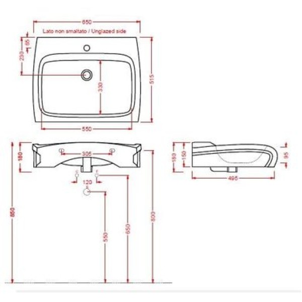 Керамическая раковина 65 см Artceram Hi-Line, black glossy (HIL002 03; 00)
