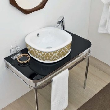 Керамическая раковина 45 см Artceram Azuley, white glossy/gold damasco (AZL001 01; 89)