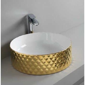 Керамическая раковина 44 см Artceram Rombo, white glossy/gold bicolor (OSL009 01; 56)
