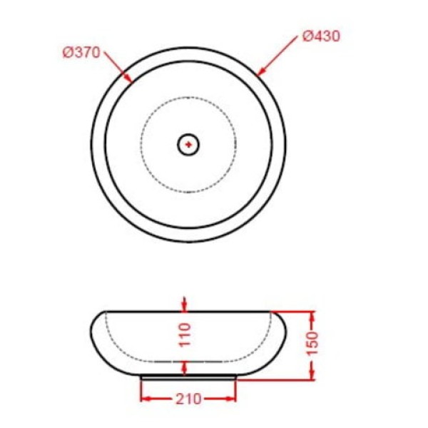 Керамическая раковина 43 см Artceram Tao, black glossy (TOL001 03; 00)