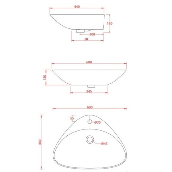 Керамическая раковина 60 см Artceram Plettro, white glossy (PTL001 01; 00)