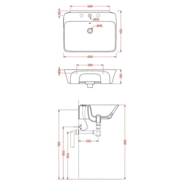 Керамическая раковина 60 см Artceram Cow, white glossy (CWL002 01; 00)