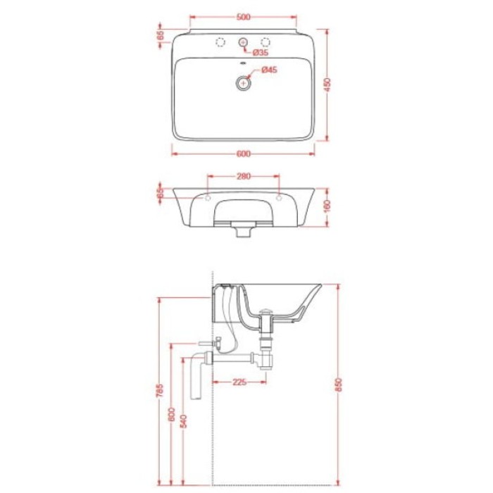 Керамическая раковина 60 см Artceram Cow, white glossy (CWL002 01; 00)