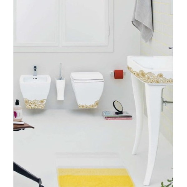 Керамическая раковина 91,5 см Artceram Jazz, white glossy/gold (JZL001 01; 15)
