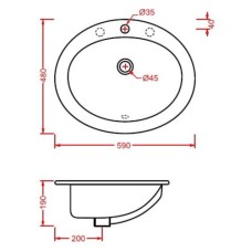 Керамическая раковина 59 см Artceram Eolo, white glossy (ELL001 01; 00)