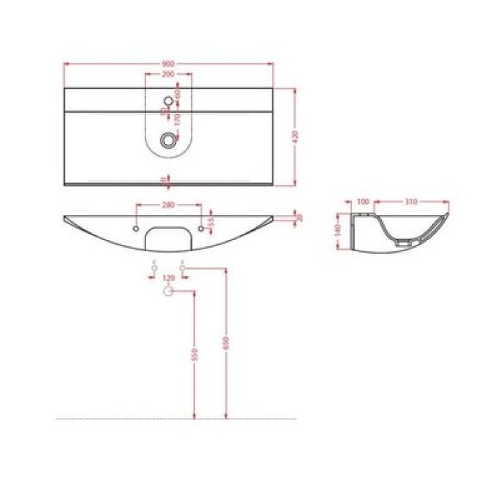 Керамическая раковина 90 см Artceram The One, blue sapphire (THL002 16; 00)