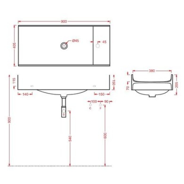 Каменная раковина 90 см Artceram TT (OSL011 01; 00)
