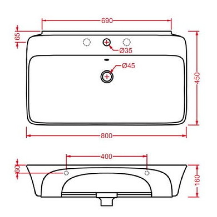 Керамическая раковина 80 см Artceram Cow, white glossy (CWL003 01; 00)