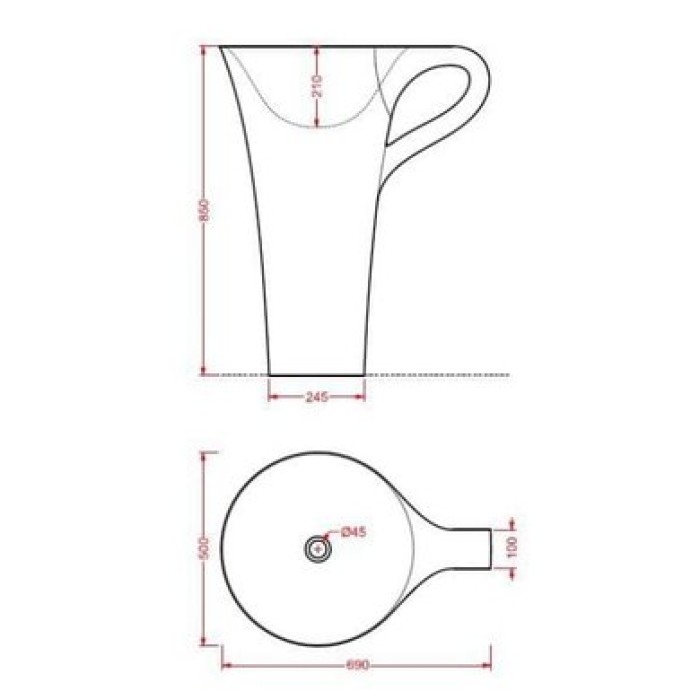 Каменная раковина 70 см Artceram Cup, black (OSL004 01; 50)