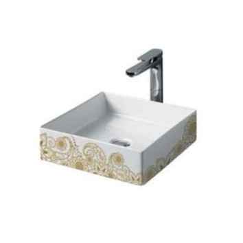 Керамическая раковина 38 см Artceram Scalino, white glossy/gold (SCL001 01; 15)