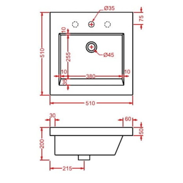 Керамическая раковина 51 см Artceram Gap, white glossy (GPL005 01; 00)