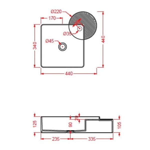 Керамическая раковина 44 см Artceram Cartesio (CAL003 01; 00)