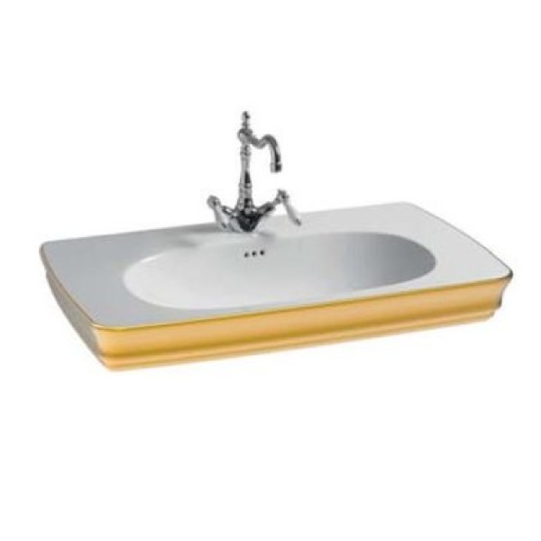 Керамическая раковина 90 см Artceram Civitas, white glossy/gold stripe (CIL002 01; 91)