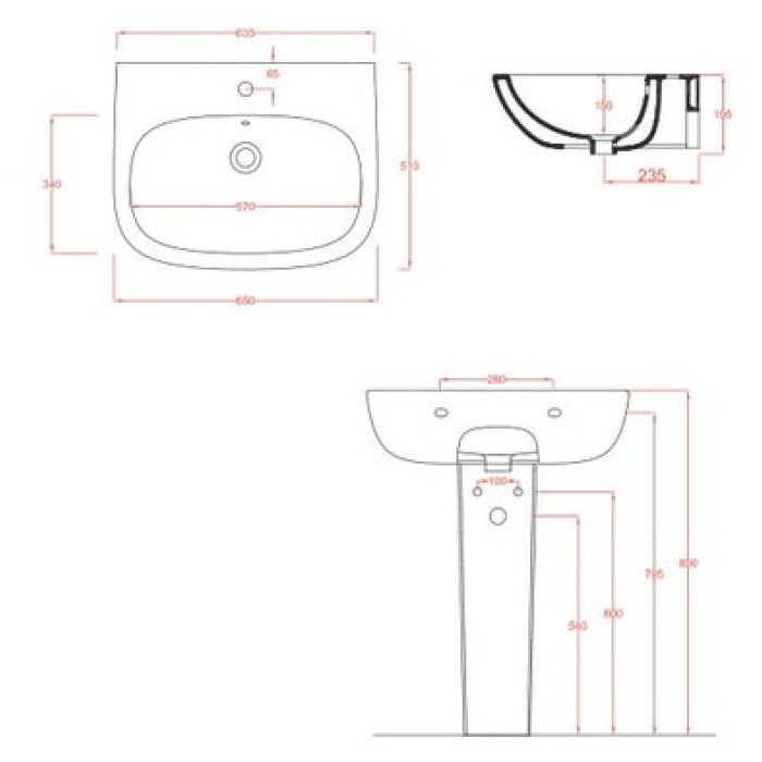 Керамическая раковина 65 см Artceram Ten (TEL001 01; 00)