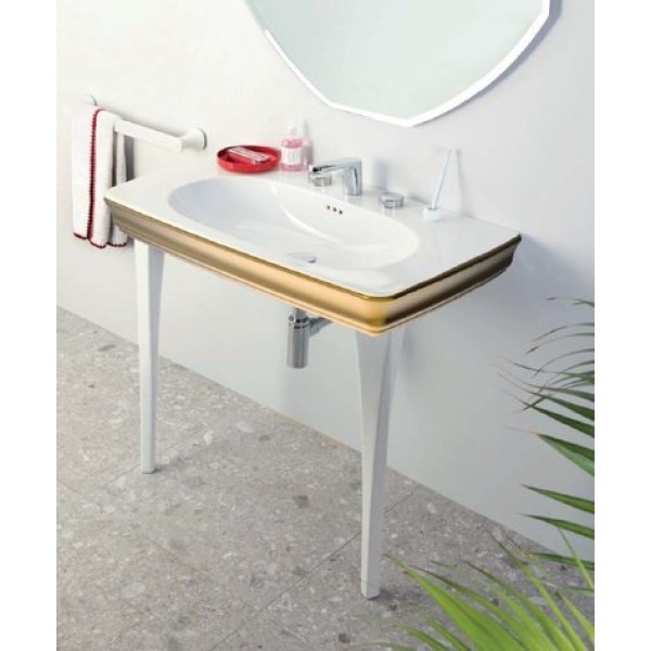 Керамическая раковина 90 см Artceram Civitas, white glossy/gold stripe (CIL002 01; 91)