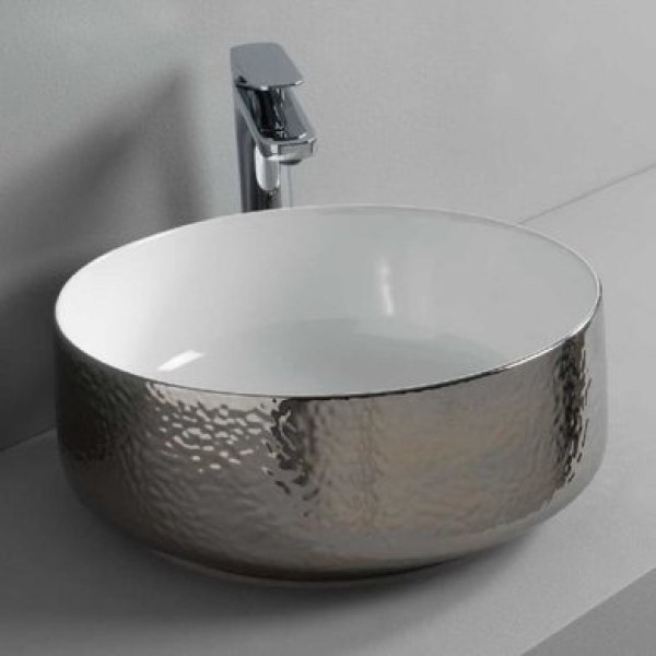 Керамическая раковина 42 см Artceram Cognac, white glossy/platinum skin bicolor (COL001 01; 61)