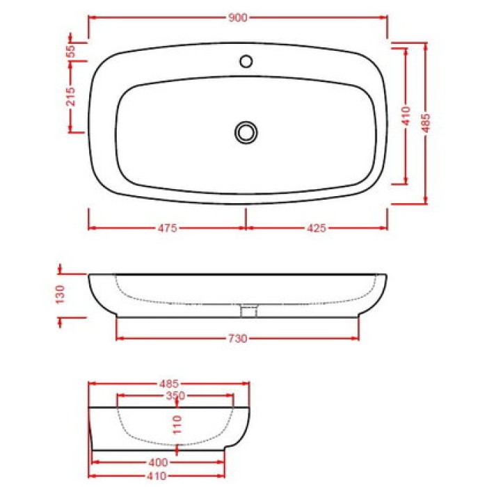 Керамическая раковина 90 см Artceram Dial, white glossy (DAL004 01; 00)