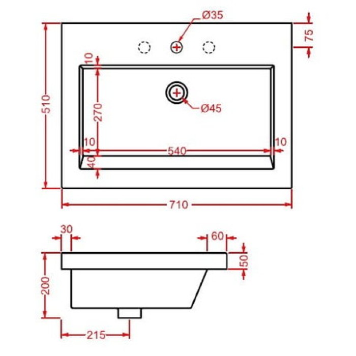 Керамическая раковина 71 см Artceram Gap, white glossy (GPL002 01; 00)