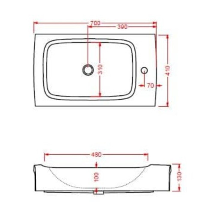 Керамическая раковина 70 см Artceram Hi-Line, white glossy/black bicolor (HIL003 01; 50)