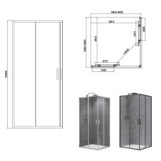 Душова кабіна Devit Art 2.0 FEN2140B 90х90 см профіль чорний матовий, прозоре скло