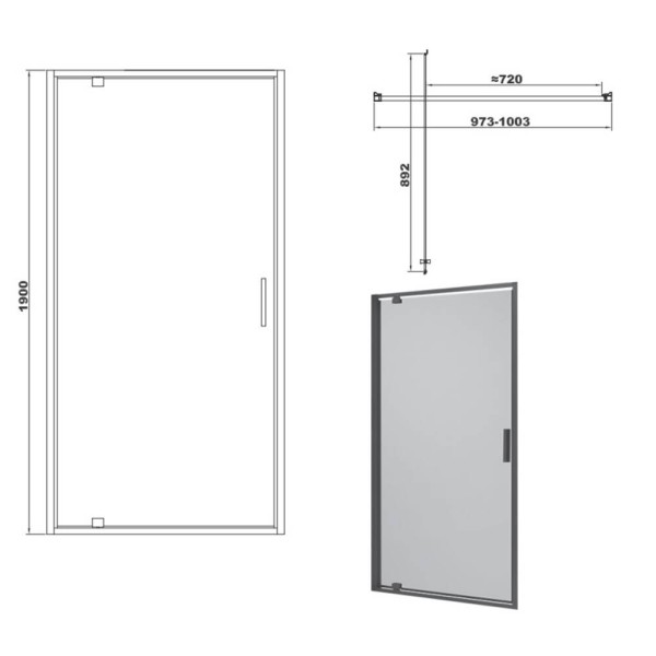 Душові двері Devit Art FEN3440B 100х190 см розпашні