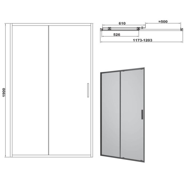 Душові двері Devit Art FEN3540B 120х190 см розсувні