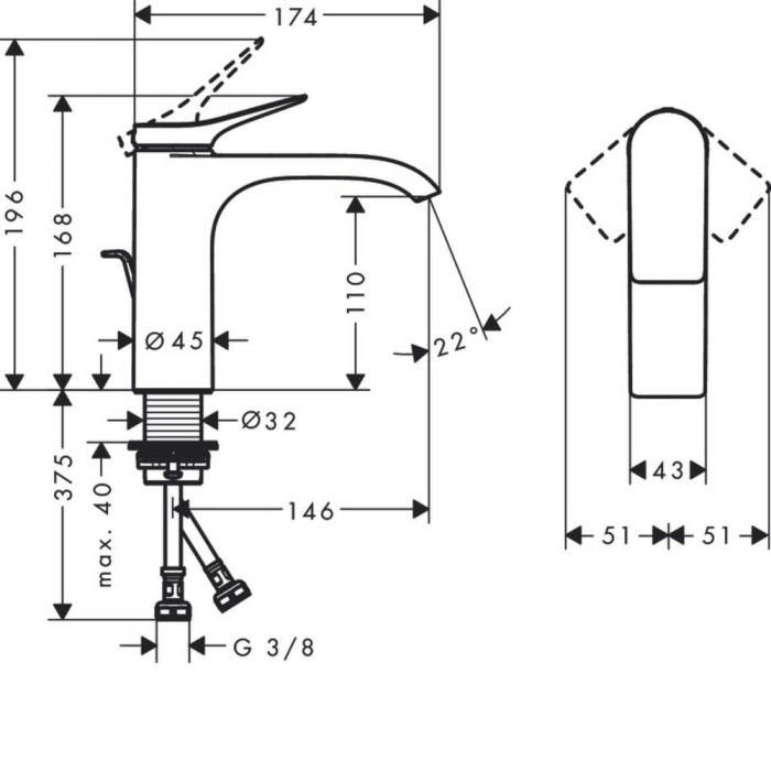Змішувач для раковини Hansgrohe Vivenis 75020700 Змішувач для раковини Hansgrohe Vivenis 75020700