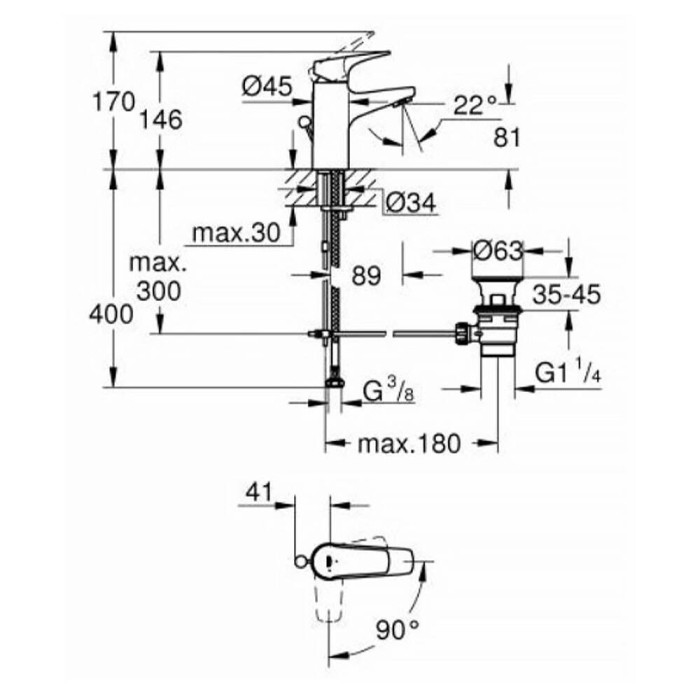 Змішувач для раковини Grohe Start Flow 23769000 Змішувач для раковини Grohe Start Flow 23769000