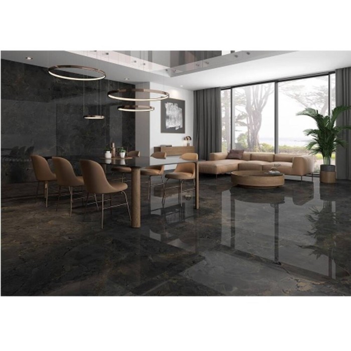 Керамограніт ITT Ceramic Jurassic Black Polished Lux Rect. 60x120 см
