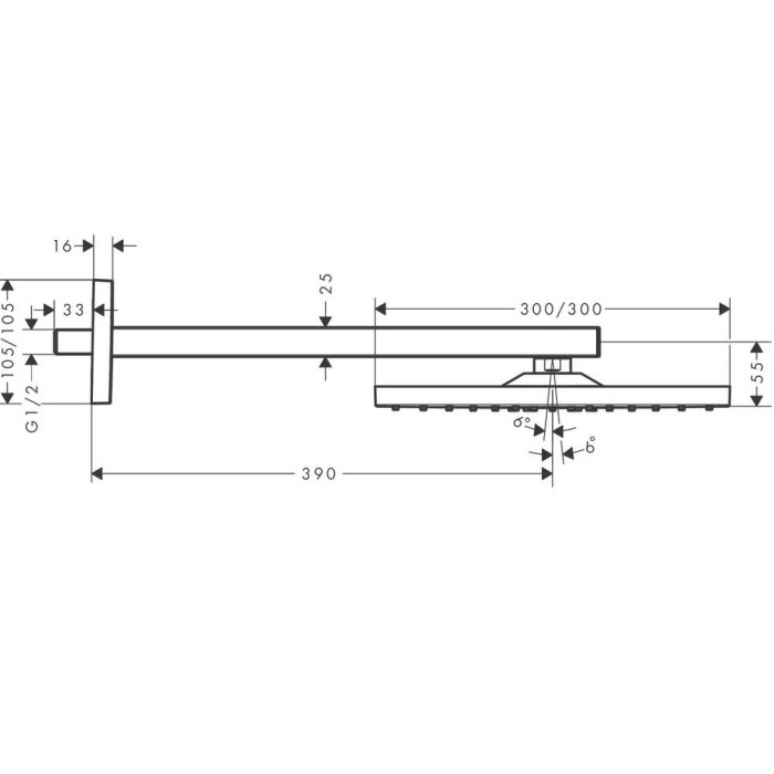 Верхній душ Hansgrohe Raindance E 26238000 300 мм