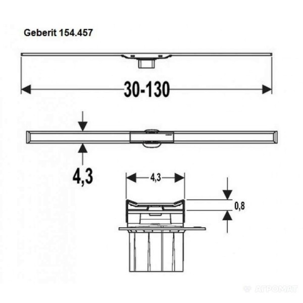 Решітка для душового каналу Geberit CleanLine20 154.451.KS.1 300-1300 мм