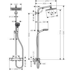 Душова система Hansgrohe Crometta 27271000 E 240 1jet Showerpipe з термостатом