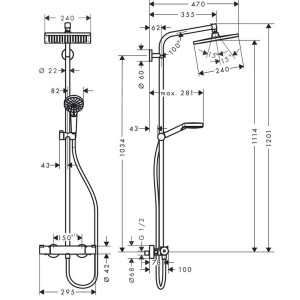 Душова система Hansgrohe Crometta 27271000 E 240 1jet Showerpipe з термостатом
