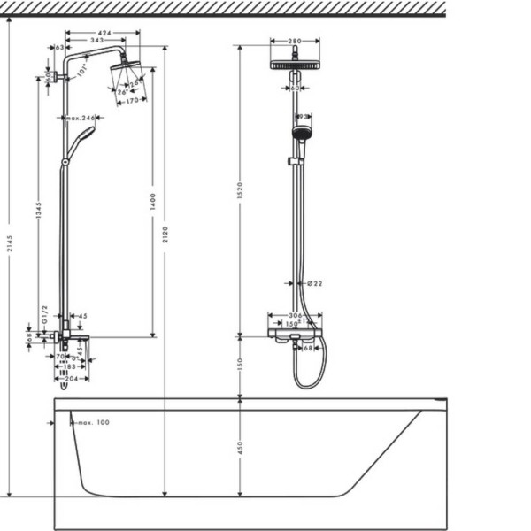 Душова система Hansgrohe Croma E 27687000 з термостатом