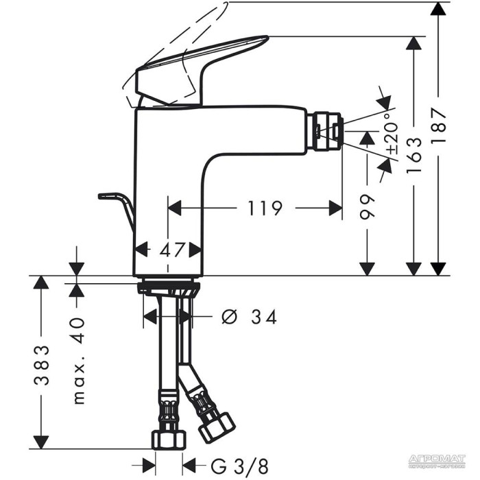 Змішувач для біде Hansgrohe Logis 71200000 Змішувач для біде Hansgrohe Logis 71200000